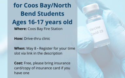 COVID Vaccine Clinic for Coos Bay/North Bend Students – 16-17 years old